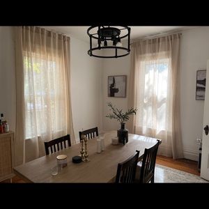 Sheer Linen Drop Curtains in Warm Beige - 4 panels - W52 x L108